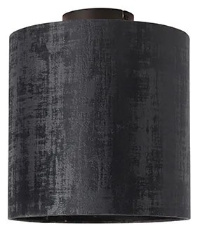 Plafoniera velluto nero opaco paralume nero 25 cm - Combi
