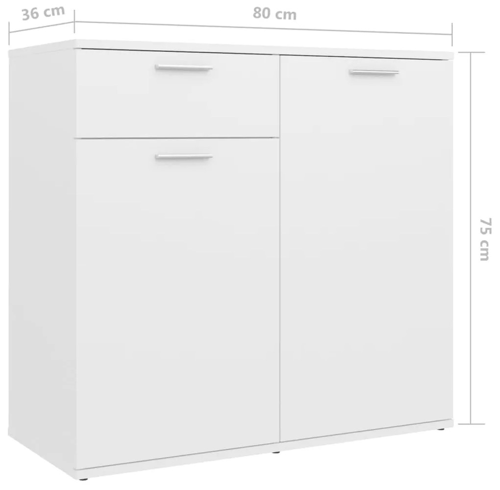 Credenza Bianca 160x36x75 cm in Legno Multistrato