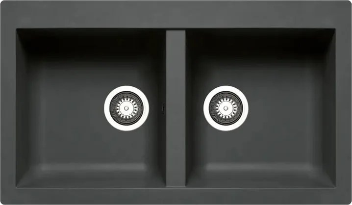 Lavello 2 vasche in resina nero PYRAMIS Scirocco L 50 x L 86 cm