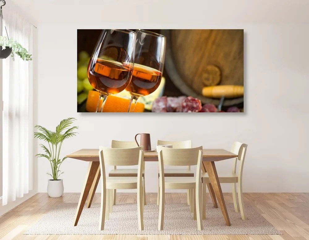 Stampa su tela – Vino rosato nei calici