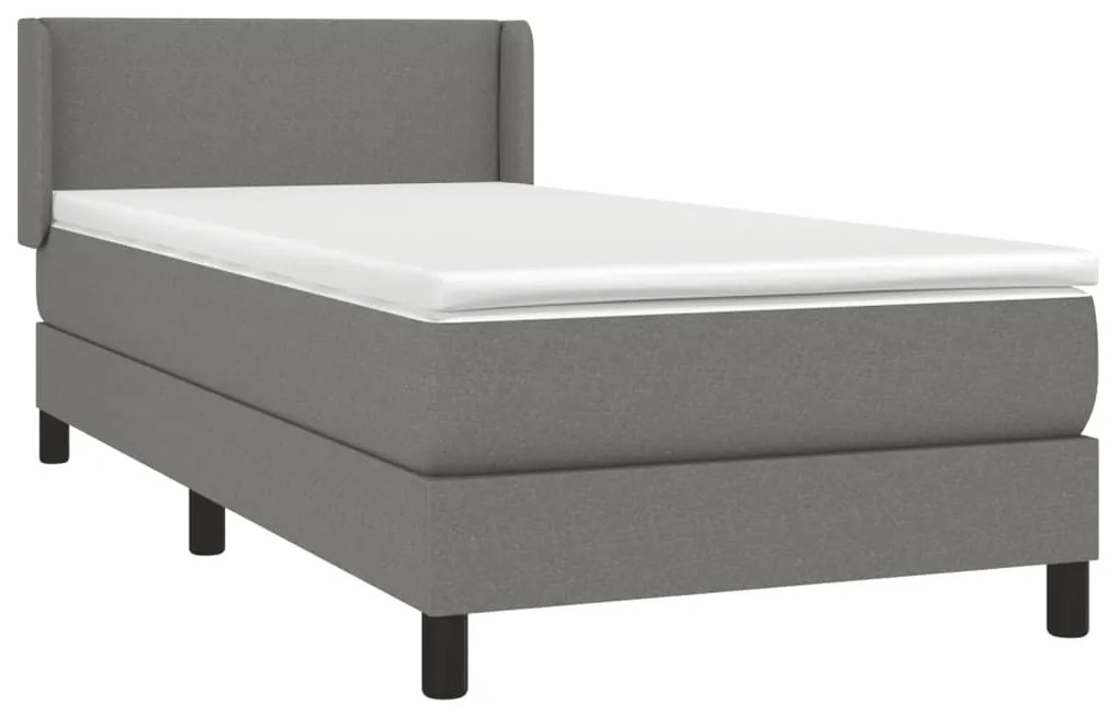 Giroletto a molle con materasso grigio scuro 100x200 cm tessuto