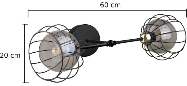 Applique SOLO BLACK 2xE27/60W/230V nero/oro