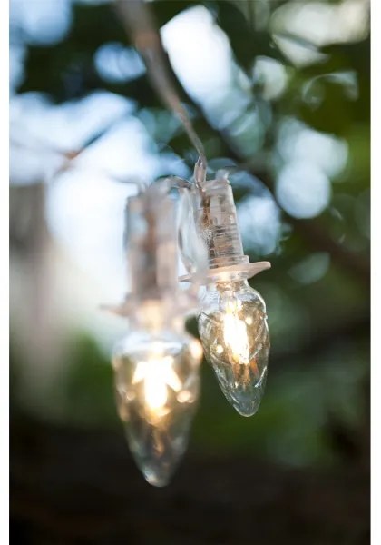 Catena LED da esterno espandibile CONE FILAMENT 20xE10 14m vetro trasparente/bianco caldo IP44