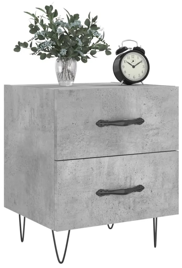 Comodino grigio cemento 40x35x47,5 cm in legno multistrato