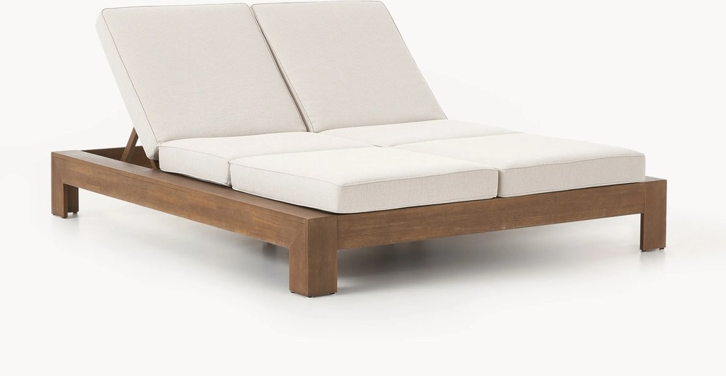 Lettino prendisole da giardino in legno di acacia doppio Joshua