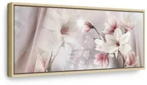 Quadro Magnolia Reflection (1 Part) Narrow In cornice di legno naturale 135x45