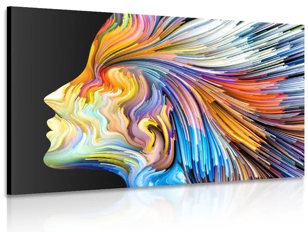 Quadro su tela – Profilo colorato di volto femminile
