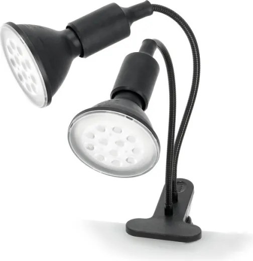 Lampada da tavolo flessibile con clip per piante PLANTY 2xE27/30W/230V nera