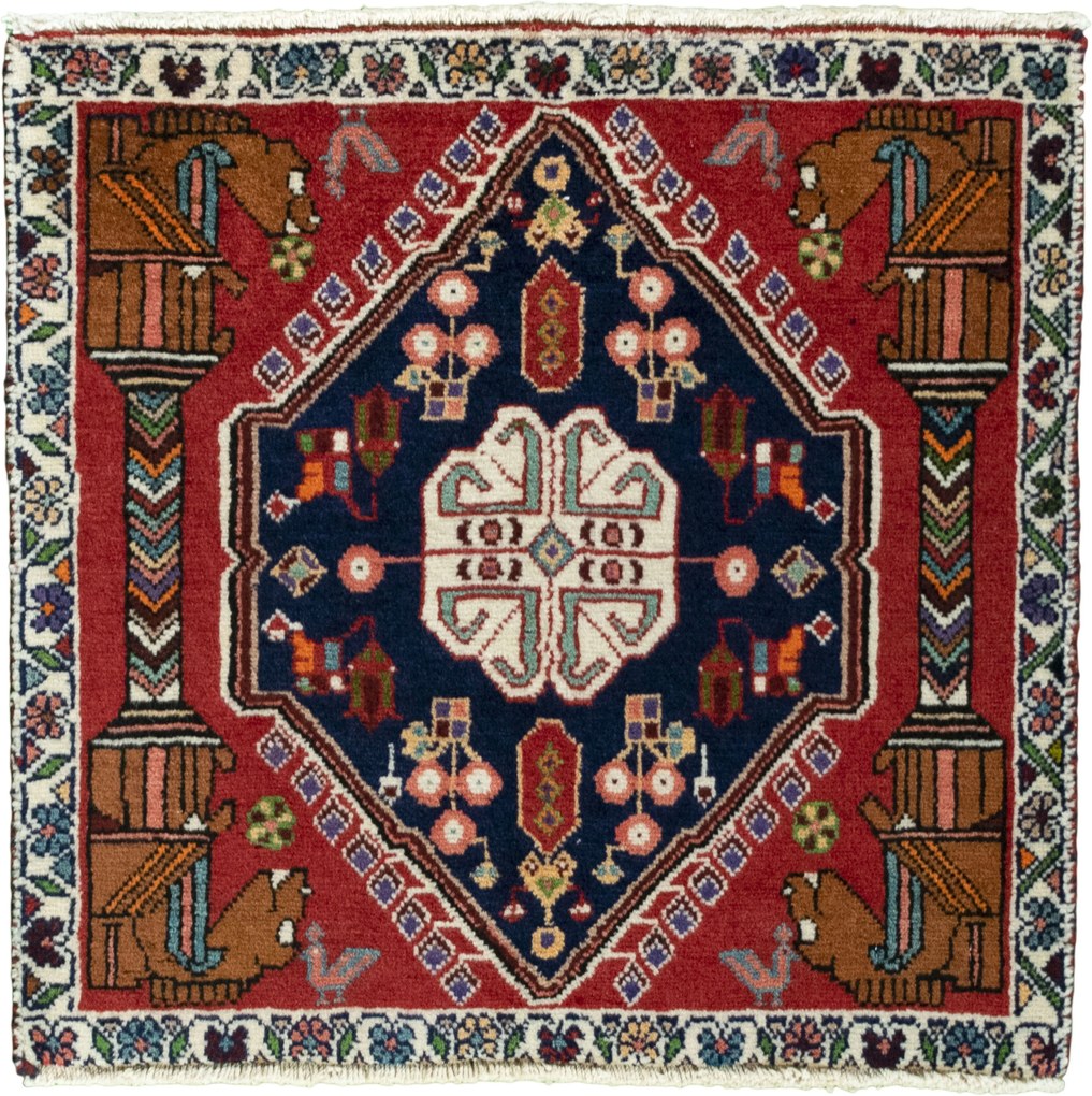 Shiraz Tappeto persiano 60 x 60 Rosso (Iran) Annodato A Mano