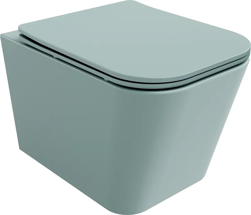Mexen Teo vaso WC Rimless con sedile soft-close slim, duroplast, verde chiaro opaco - 30854048