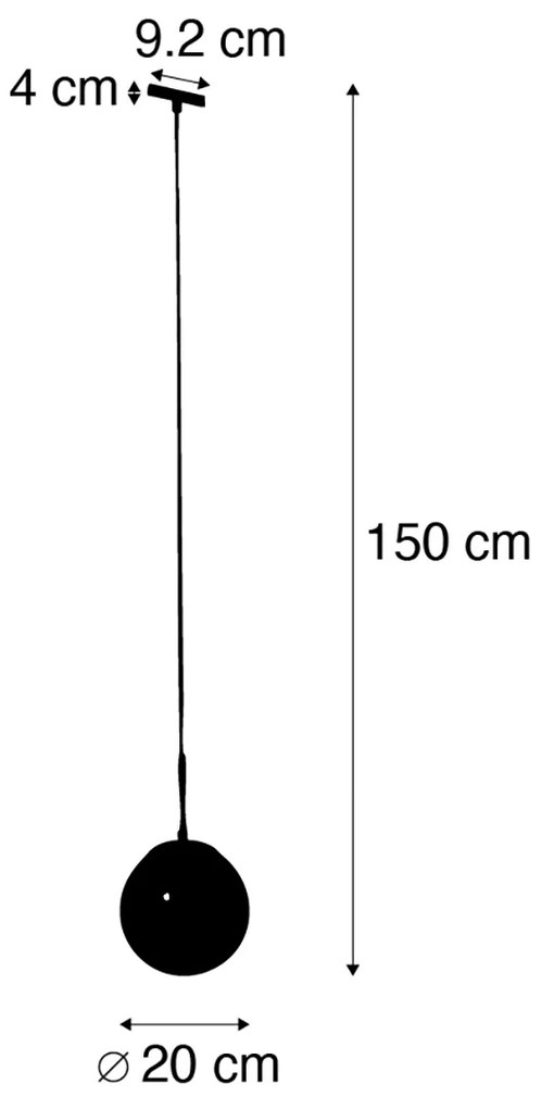 Lampada a sospensione Art Déco oro con vetro opale incl. adattatore per binario monofase nero - Slimline Flore