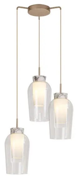 Lampadario Glamour Nora 2 oro paralume trasparente 3x E27 Ø53.4cm MANTRA