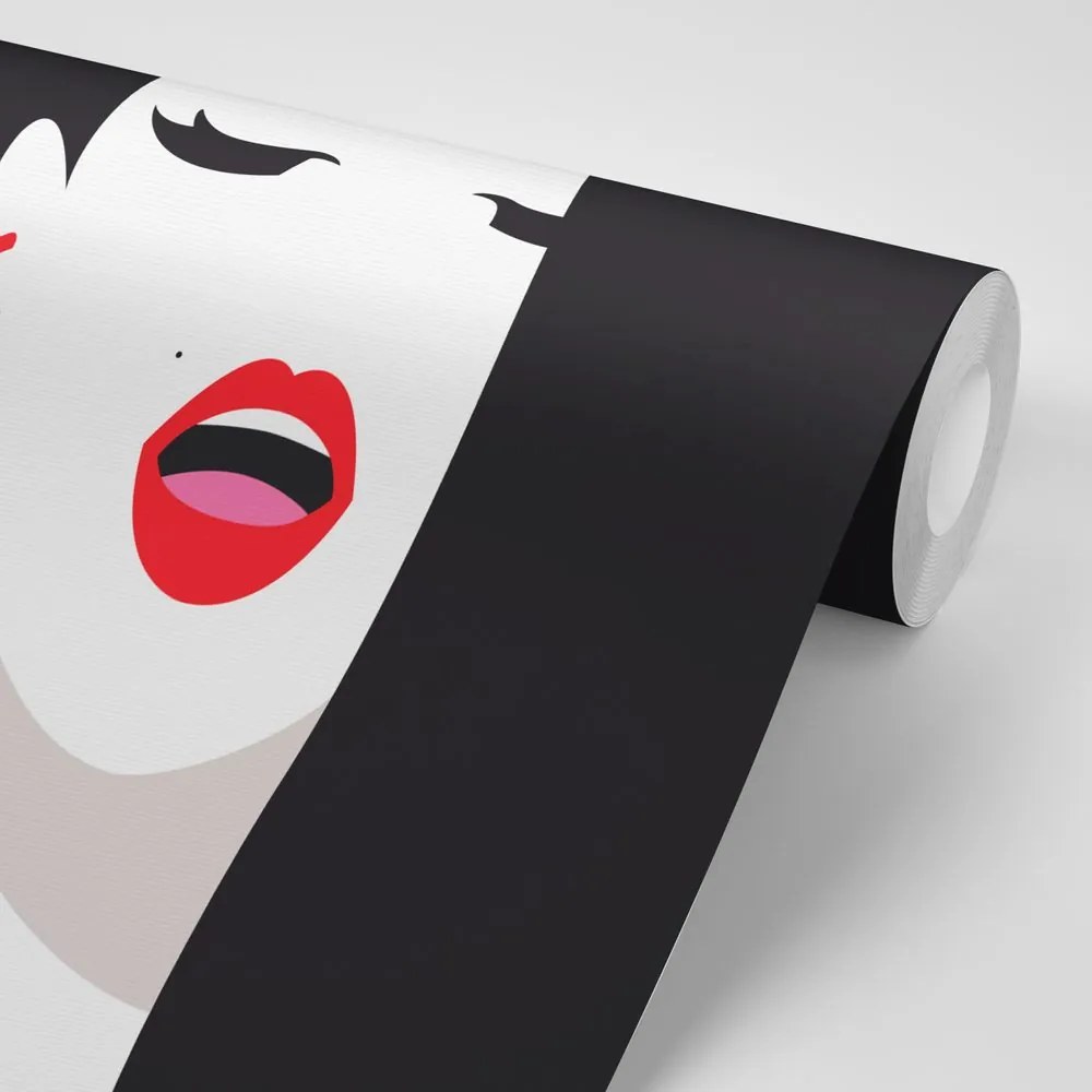 Carta da parati autoadesiva – Donna con rossetto