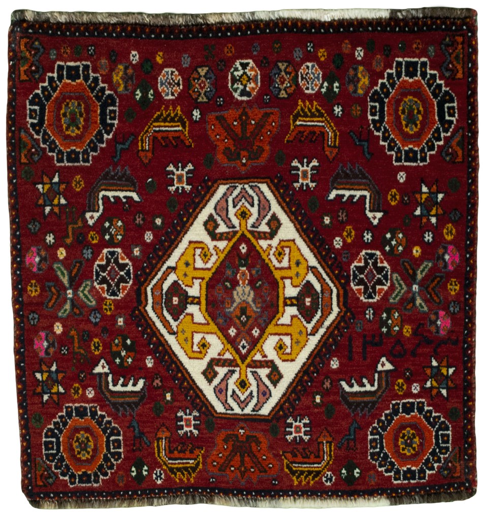 Shiraz Tappeto persiano 60 x 60 Rosso (Iran) Annodato A Mano