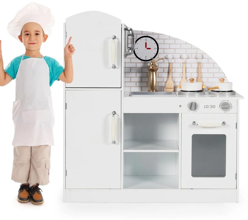 Costway Cucina giocattolo con utensili forno scomparti rubinetti lavello e telefono, Cucinetta realistica per bambini