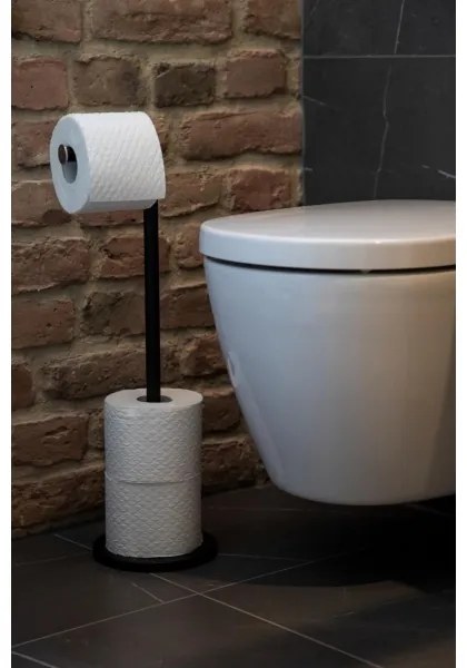 WENKO 24034100 - Portarotolo per carta igienica 21x55 cm nero/argento