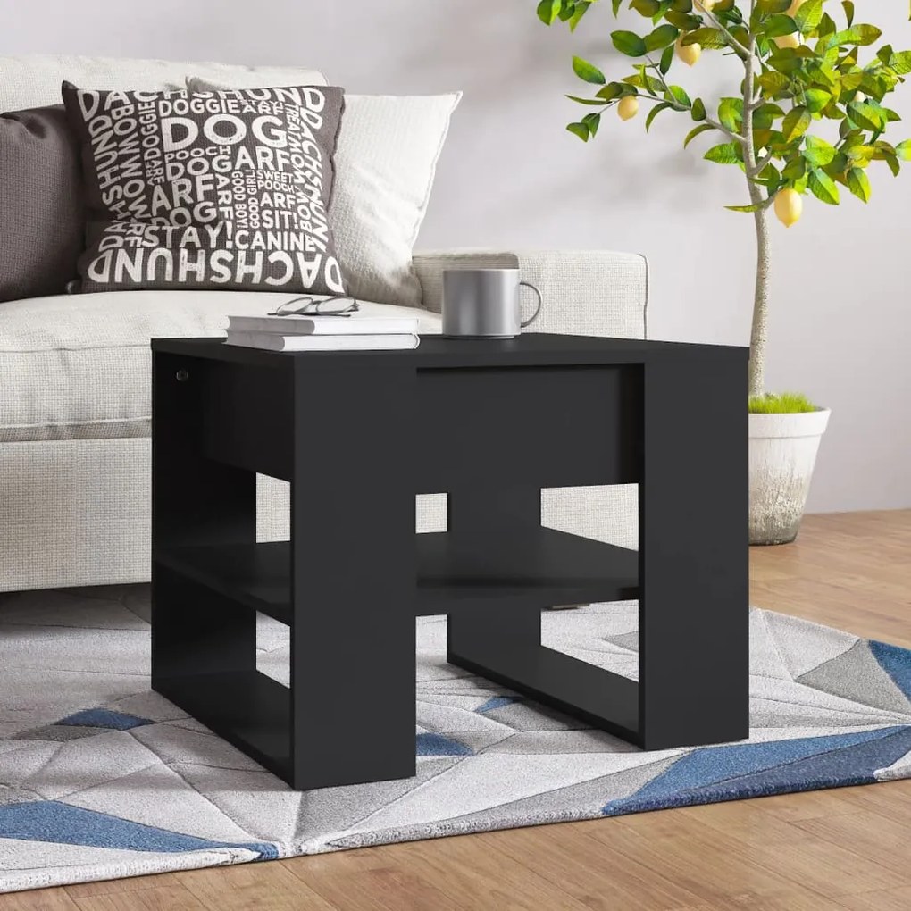 Tavolino Da Salotto Nero 55,5x55x45 Cm İn Legno Multistrato /