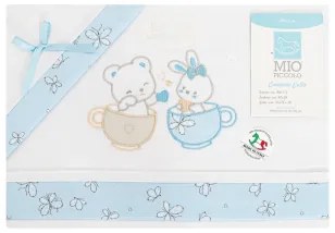 Lenzuola lettino neonato in cotone Mio piccolo Dolci emozioni Azzurro