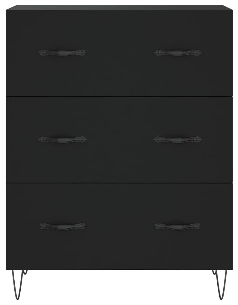 Credenza nera 69,5x34x90 cm in legno multistrato
