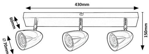 Rabalux 73020 - Faretto PERICO 3xGU10/5W/230V bianco
