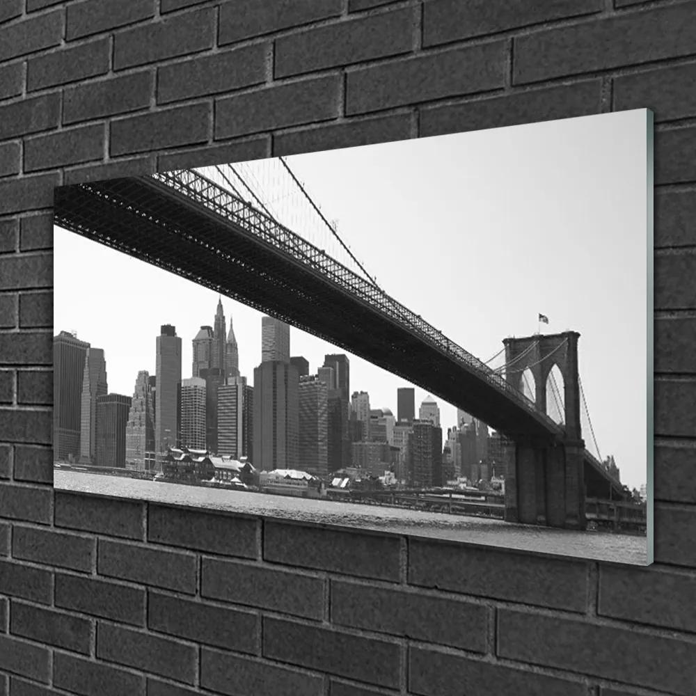 Quadro su vetro Architettura della città del ponte 100x50 cm