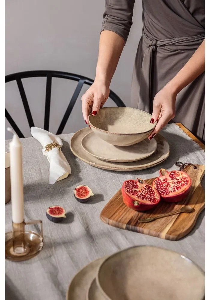Set da pranzo in gres beige 24 pezzi Glosia - Bonami Selection