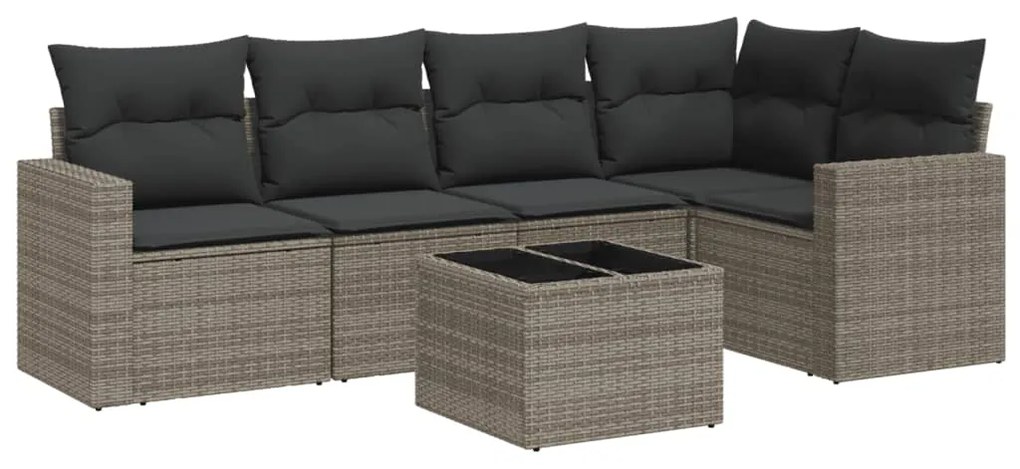 Set divano da giardino 6 pz con cuscini grigio in polyrattan