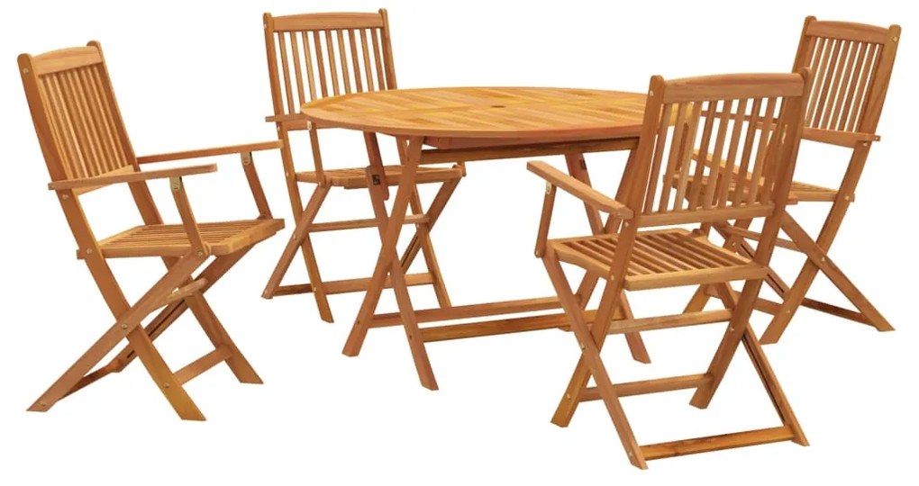 Set da pranzo per giardino 5 pz in legno massello di acacia