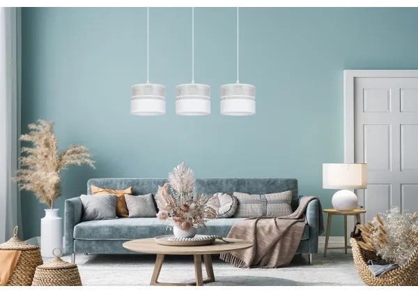 Lampadario a sospensione con filo LIMA 3xE27/60W/230V argento/bianco