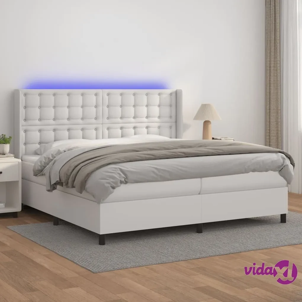 VidaXL Letto a Molle Materasso e LED Grigio Chiaro 100x200 cm Tessuto