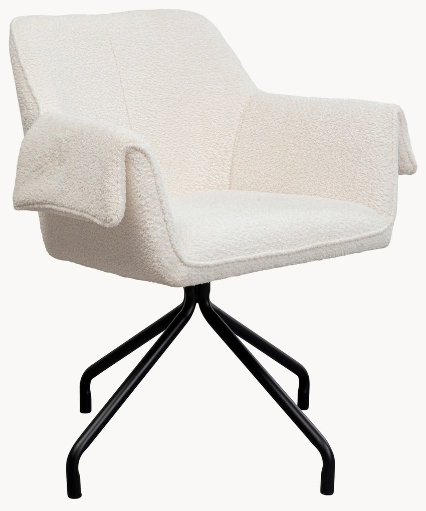 Sedia con braccioli girevole in bouclé Bess