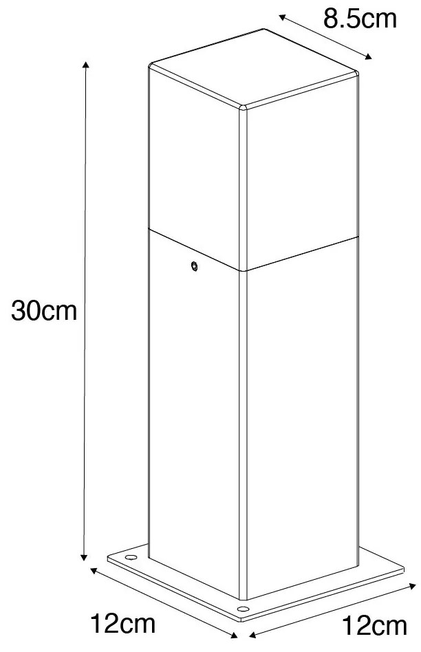 Lampada da esterno 30 cm ruggine con picchetto da terra e ghiera per cavi - Denmark