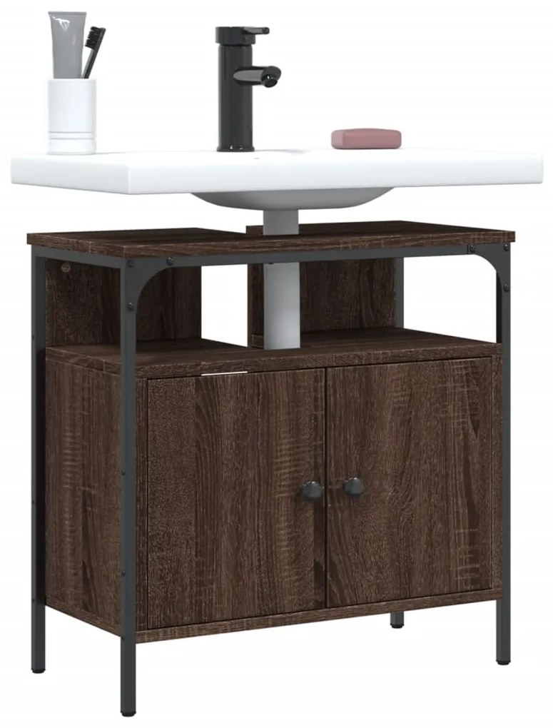 Mobile Lavabo Bagno Rovere Marrone 60x30x60cm Legno Multistrato /