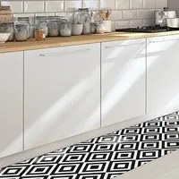 Passatoia da Cucina in Vinile Lavabile e Antigraffio Black & White 50x240