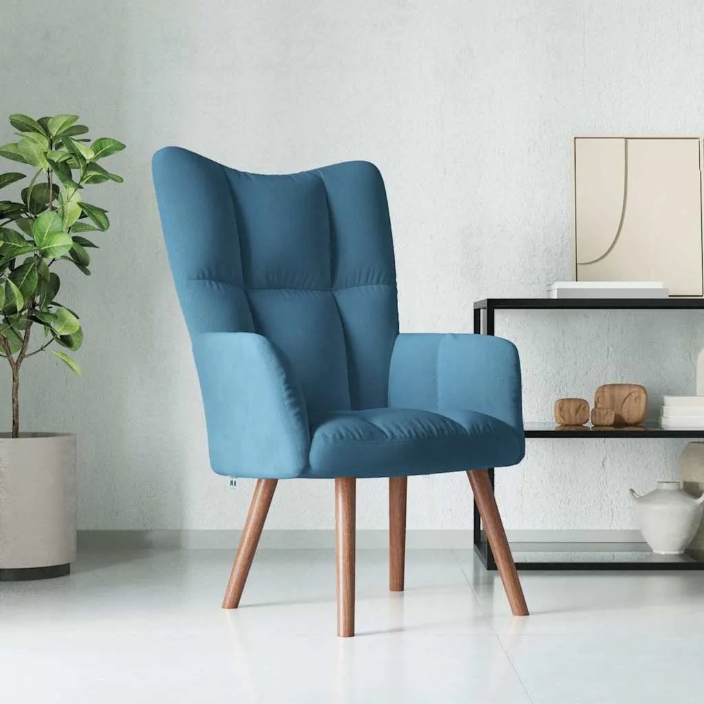 Sedia Relax Blu İn Velluto /