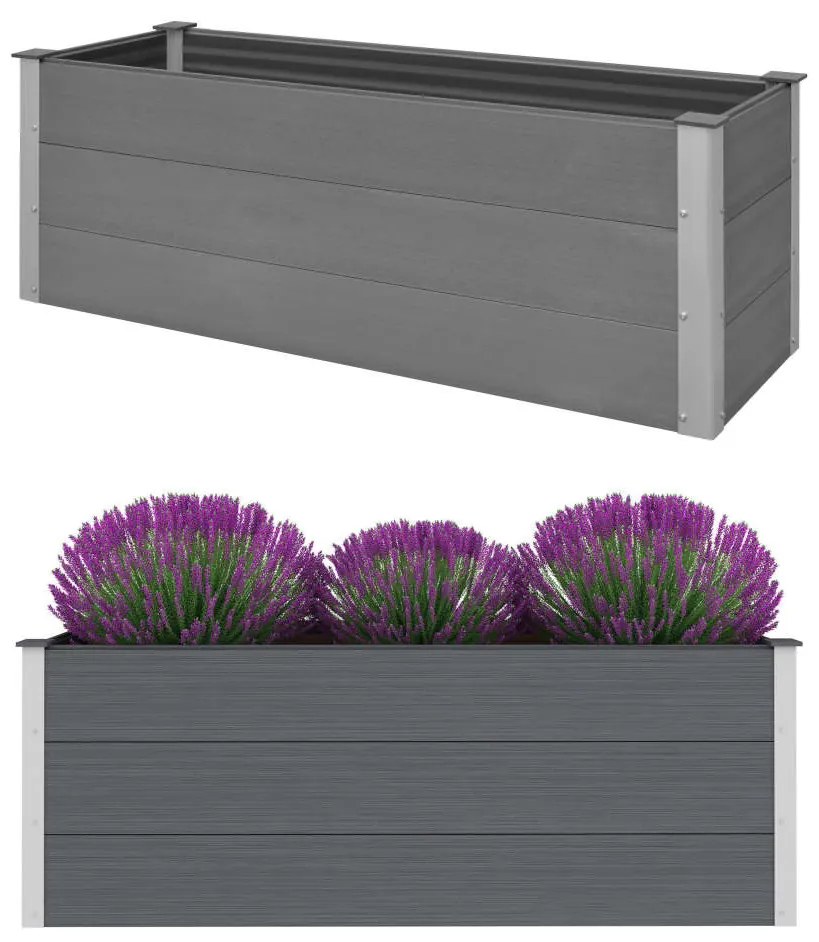 Letto Rialzato Da Giardino İn Wpc 150x50x54 Cm Grigio /