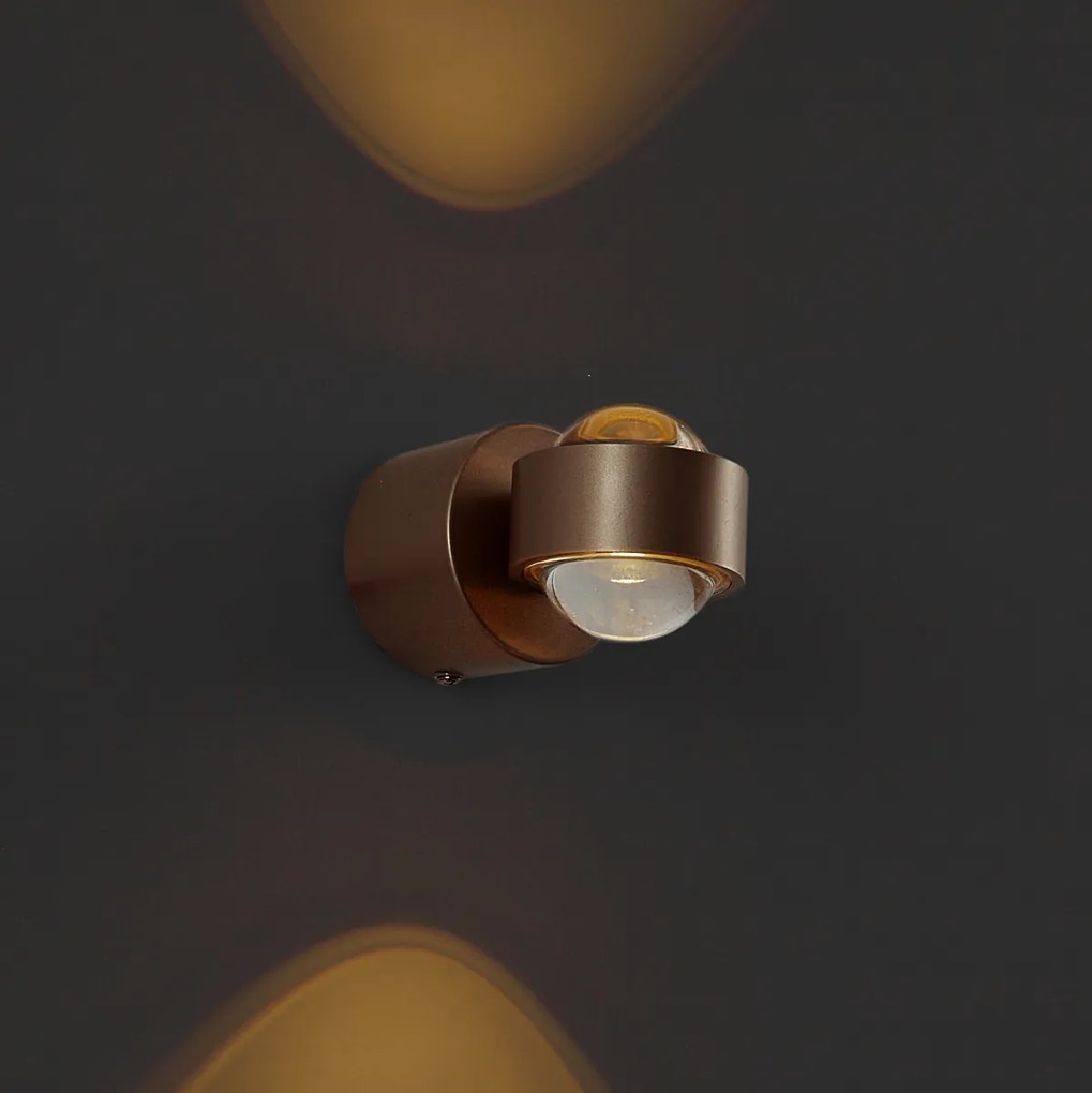 Lampada da parete di design bronzo scuro con LED IP44 - Lens