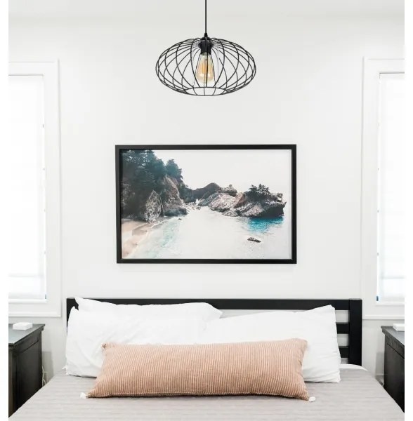 Lampadario a sospensione con filo CORRINI 1xE27/60W/230V diametro 34 cm nero/limpido