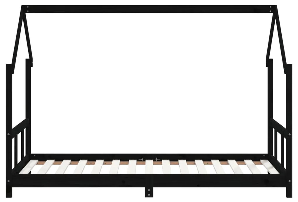 Giroletto per bambini nero 90x190 cm in legno massello di pino