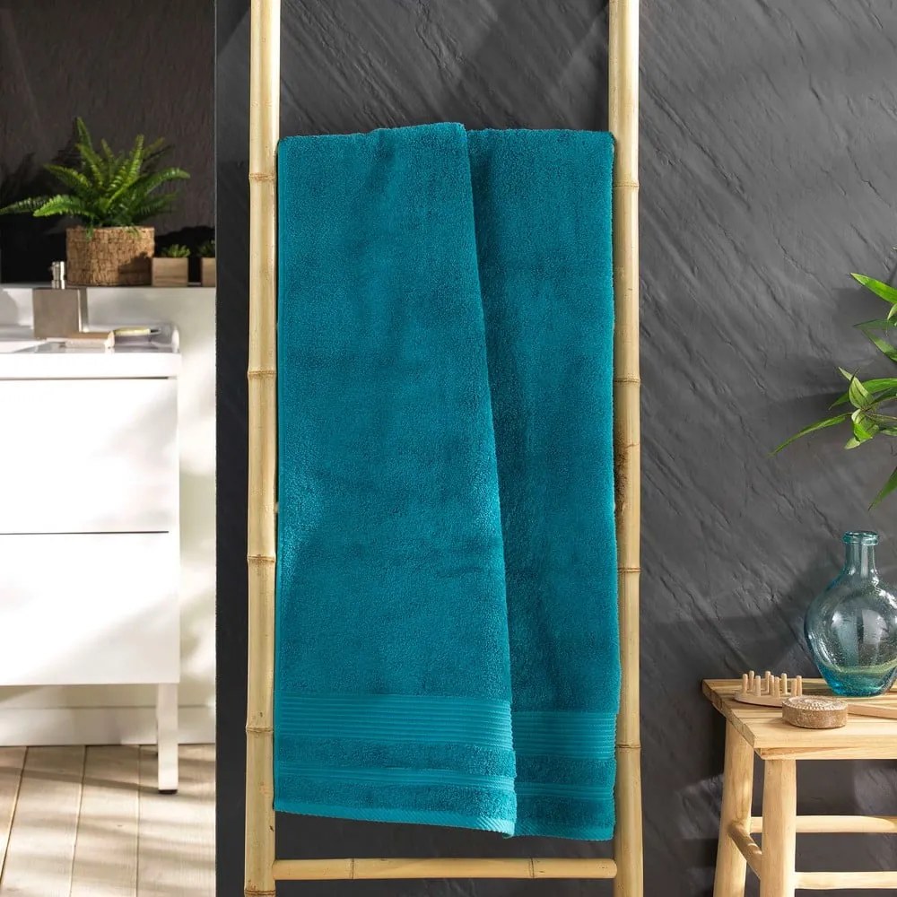 Asciugamano blu in spugna di cotone 70x130 cm Tendresse - douceur d'intérieur
