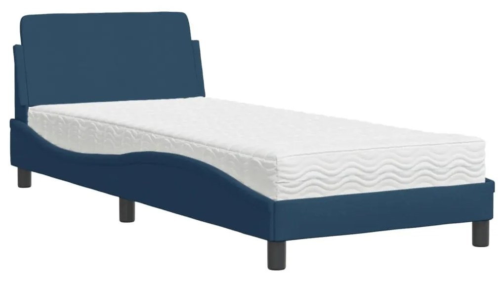 Letto con materasso blu 90x190 cm in tessuto