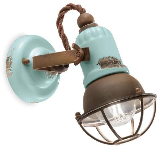 Applique 1 luce con gabbia loft vintage azzurro c1675/1via