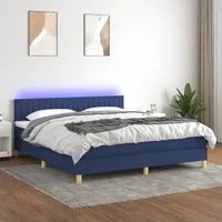 Letto a Molle con Materasso e LED Blu 180x200 cm in Tessuto 3133899