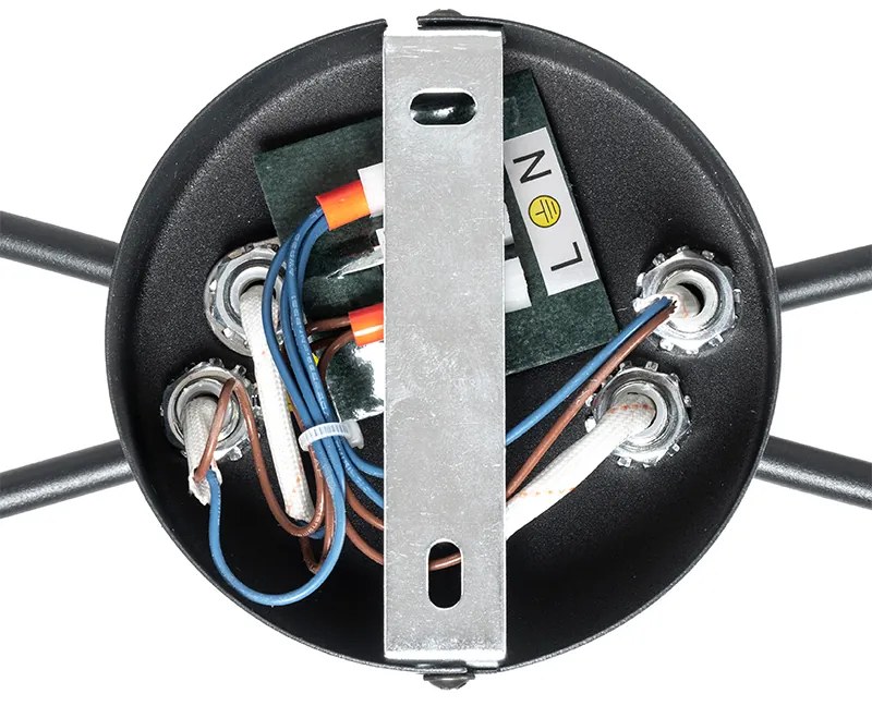 Plafoniera moderna nera 4 luci vetro fumé - ATHENAS