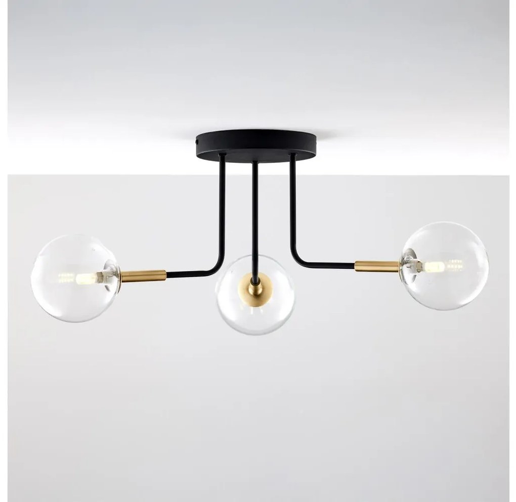 Jupiter 2039 - Lampadario a sospensione con supporto rigido BURANO 3xG9/10W/230V nero/oro/limpido