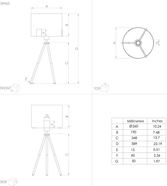 Eglo 39965 - Lampada da tavolo TORTOLA 1xE27/40W/230V nero/oro