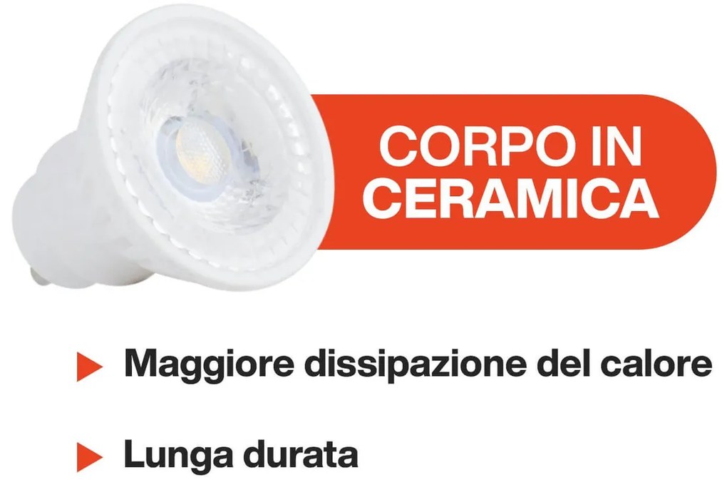 Lampada LED GU10 9W angolo 36° Ceramic 105lm/W - No Flickering Colore Bianco Naturale 4.000K
