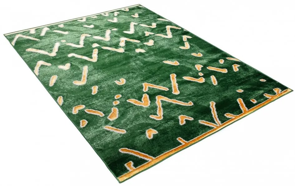 Tappeto moderno verde con motivo originale in oro Larghezza: 120 cm | Lunghezza: 170 cm