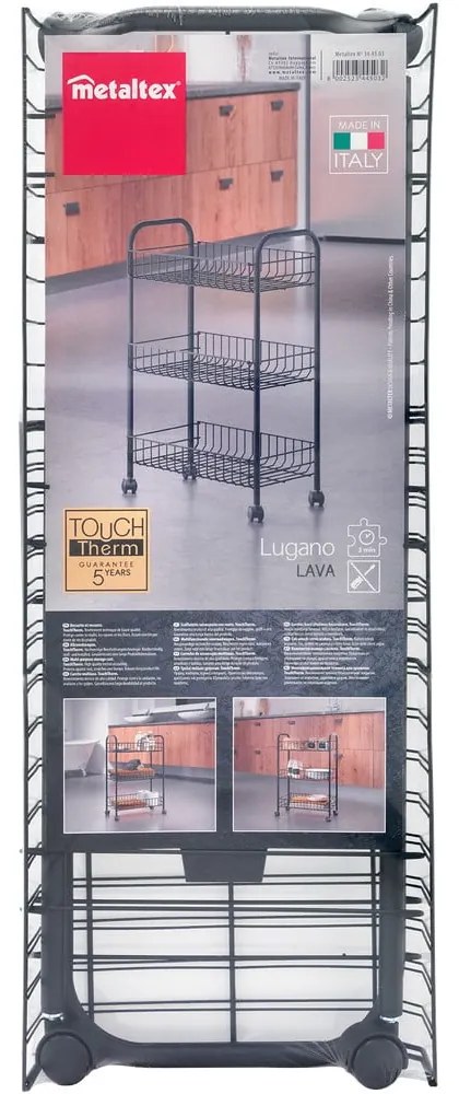 Carrello mobile in acciaio inox nero Lava Lugano - Metaltex