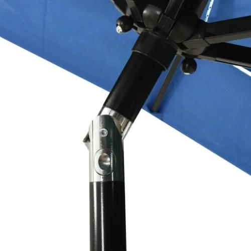 Ombrellone a 3 Livelli con Palo in Alluminio Azzurro 2x2 m